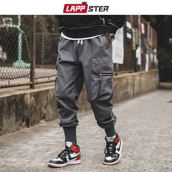 LAPPSTER Vyrų Japonijos Streetwear Carog Kelnes 2020 Metų Hip-Hop Baggy Poilsiu korėjos Stiliaus Prakaito Kelnės Juoda Track Pants Plus Size