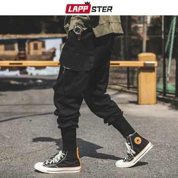 LAPPSTER Vyrų Japonijos Streetwear Carog Kelnes 2020 Metų Hip-Hop Baggy Poilsiu korėjos Stiliaus Prakaito Kelnės Juoda Track Pants Plus Size