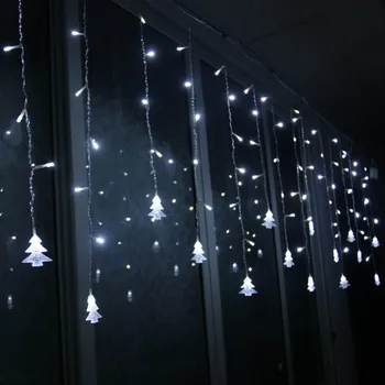 Lauko dekoratyvinės lempos string AC 220V Lango kalėdos stogo Turėklai Kalėdų Eglutė Pakabukas dekoro LED lempos string diržo Uodegą įkiškite