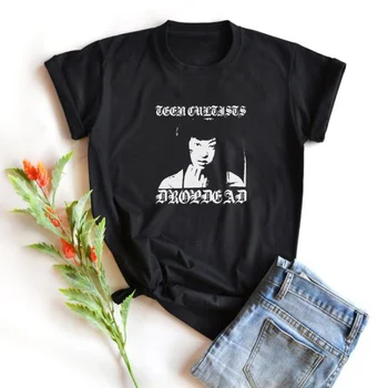 Lašas Miręs Moterų Gotikos T-Shirt Egirl Edgy Mados Estetinės Negabaritinių Marškinėlius Moterų Harajuku Streetwear Grunge Viršuje Drabužiai