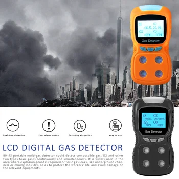 LCD Dujų Analizatorius, 4 in 1 EX/O2/H2S/CO-Anglies Monoksido Deguonies Dujų Detektorius Degių Stebėti Analizatorius Detektorius Juoda