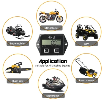 LCD Ekranas atsparus Vandeniui Tachometras, Variklio Tach Valandų Skaitiklis Gabaritas RPM Counter Indukcinis Rodyti Visiems ATV Benzininis Variklis Dirt Bike