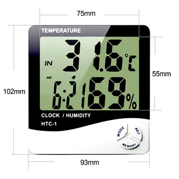 LCD Skaitmeninis Temperatūros, oro Drėgmės Matuoklis Namų Patalpų Lauko Elektroninis Termometras su Drėgmėmačiu Stotį Su Žadintuvas
