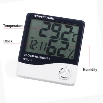 LCD Skaitmeninis Temperatūros, oro Drėgmės Matuoklis Namų Patalpų Lauko Elektroninis Termometras su Drėgmėmačiu Stotį Su Žadintuvas
