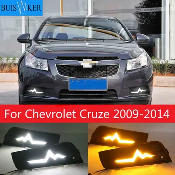 LED Dienos Veikia Šviesos DRL Už Chevrolet Cruze 2009-Aukšto profilio DRL Rūko žibintai su Posūkio Signalo Blankios Šviesos