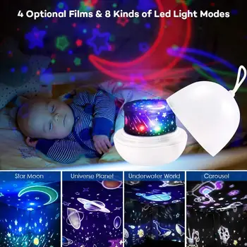 LED Projekcija Lempos Spalvinga Pritemdomi Led Naktį Žibintai Star Mėnulis Projektorius Led Naktinis Apšvietimas vaikų Miegamasis Namų Dekoro 2020 NAUJAS