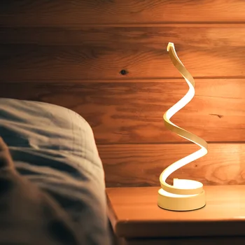 LED Spiralės Stalo Lempa Namų Modernus Naktiniai Išlenkti Šviesos Eco-draugai Naktį Šviesos Kambarį Miegamojo Puošimas