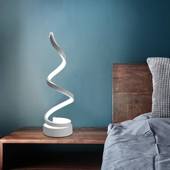 LED Spiralės Stalo Lempa Namų Modernus Naktiniai Išlenkti Šviesos Eco-draugai Naktį Šviesos Kambarį Miegamojo Puošimas