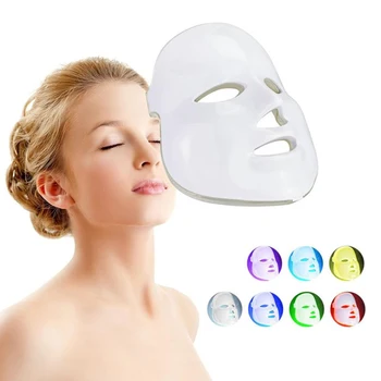 LED Veido Kaukė Terapijos 7 Spalvų Veido Kaukė Aparatas Fotonų Šviesos Terapija Odos Priežiūros Raukšlių, Spuogų Šalinimas, 3D Veido Grožio Prietaisas