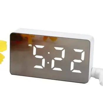 LED Veidrodis, Žadintuvas, Skaitmeninis signalo Atidėjimo Laiką Temperatūros Ekranas Naktį LCD Šviesos Stalo Laikrodis Stalinis USB Namų Puošybai Laikrodis