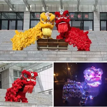 Led Šviesos Vilnos Lion Dance TALISMANAS Kostiumas Vilnos Kinijos Liaudies Meno Pietų Liūtas Du Suaugusieji Cosplay Šalis Žaidimo Reklamoje