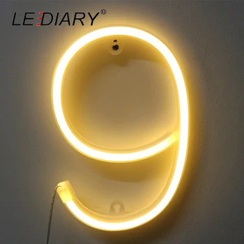 LEDIARY 0-9 LED Numeris Naktį Žibintai Sienos Kabo Neoninės Šviesos Vaikams Žaislas Jubiliejų Dekoro Stalo Lempa USB Įkrovimo Kabelis