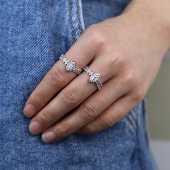 Lediniame iš bling visą cz dalyvavimas vestuvinį žiedą, moterims, 5A kubinių ziriconia sidabro spalvos žiedai