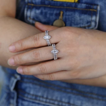 Lediniame iš bling visą cz dalyvavimas vestuvinį žiedą, moterims, 5A kubinių ziriconia sidabro spalvos žiedai