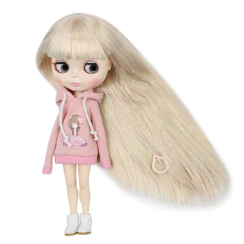 LEDINIS DBS Blyth lėlės bendras kūno balta oda Blizga Šviesūs plaukai su kirpčiukais 30cm 1/6 bjd dovana mergaitė