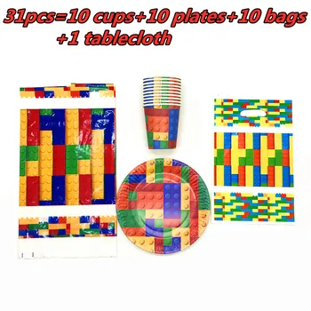 Legoing Blokai Tema, Vienkartiniai Indai, Nustatyti Popieriaus Plokštės Puodeliai Baby Shower Gimtadienio Prekių Apdailos Vaikams
