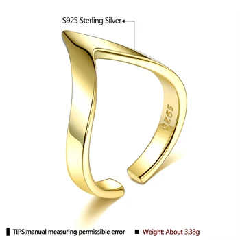 LEKANI Autentiški 925 Sterling Silver Wave Geometrinis Atidarykite Reguliuojamas Žiedai Moterims, Vestuvių, Sužadėtuvių Fine Jewelry Naują Atvykimo
