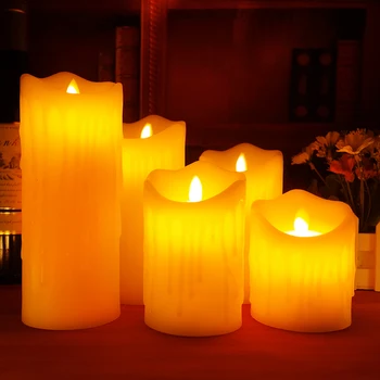 Lellen Dramblio kaulo Mirgėjimas LED Žvakės su Nuotolinio valdymo kvapus bougie baterijomis, Žvakės, Elektriniai namų Vestuvių Dekoravimas