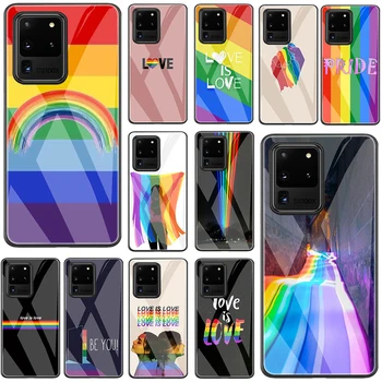 Lesbiečių LGBT Vaivorykštė Samsung Pasididžiavimas Galaxy A51 A71 A81 S20 Ultra Plus Grūdintas Stiklas TPU Juoda Padengti Atveju