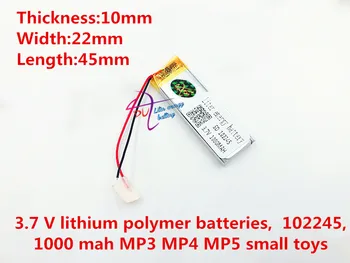Li-po geriausi baterijos Dydžio prekės 102245 3.7 V, 1000mah Ličio polimerų Akumuliatorius su Apsaugos Valdybos GPS MP3 MP4 Skaitmeninius Produktus