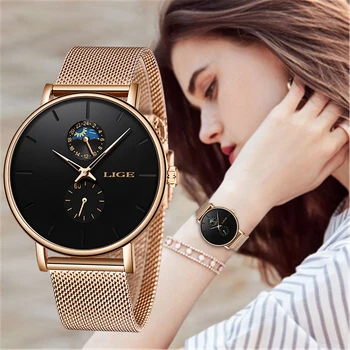 LIGE Naujų Moterų, Prabangos Prekės ženklo Žiūrėti Paprastas Kvarcas Lady Vandeniui Laikrodis Moterų Mados Atsitiktinis Laikrodžiai Laikrodis reloj mujer 2019