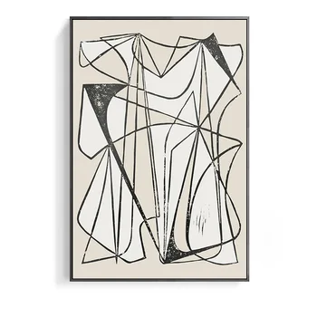 Linijos Grožio, Modernaus Minimalistinio Juoda Ir Balta Abstrakčiai Dekoratyvinis Dažymas Apsiaustu Kambario Drabužių Parduotuvėje Kabo Tapybos Freskos