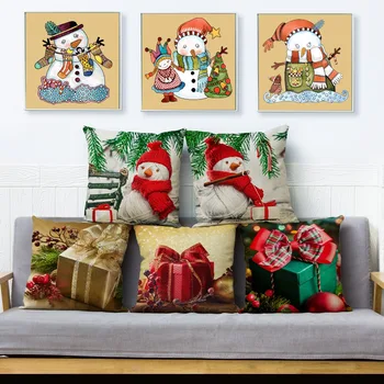 Linksmų Kalėdų Senį Dovanų Dėžutėje Pagalvę Padengti 45*45cm Mesti Pagalvės Atvejais Medvilnės Skalbiniai, Sofa-Namų Dekoro Pagalvėlių Apvalkalus