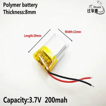 Litro energijos baterija Gera Qulity 3.7 V,200mAH,801220 Polimeras ličio jonų / Li-ion baterija ŽAISLŲ,CENTRINIS BANKAS,GPS,mp3,mp4