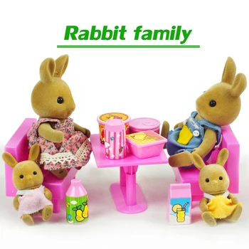 Little bear rabbit žaislas, baldai 1/12 triušis miško gyvūnų šeimos ledų parduotuvė rinkinys 