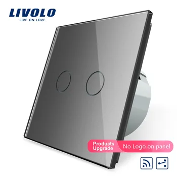 Livolo ES Standartas, Touch Nuotolinį Jungiklį, Balta Krištolo Stiklo plokštės, 2 Gaujos 2 beje, AC 220~250V + LED Indikatorius, VL-C702SR-1/2/5