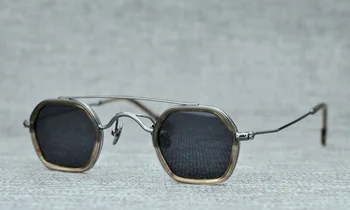 LKK UNISEX akiniai plokščiojo stiklo rėmelis dvigubas šviesos daugiakampiai atkurti senovės būdų aukso nedidelį langelį, trumparegystė rėmo vyriški akiniai nuo saulės