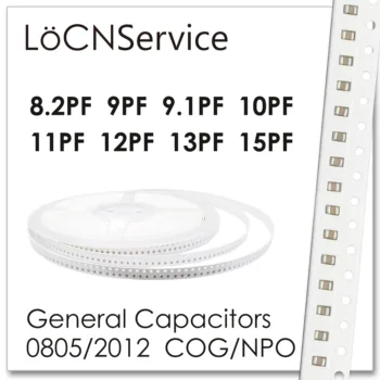 LoCNService Kondensatoriai 4000PCS 0805 2012 KD/NPO RoHS 50V 0.5% 5% 8.2 PF 9PF 9.1 PF 10PF 11PF 12PF 13PF 15PF SMD Aukštos kokybės