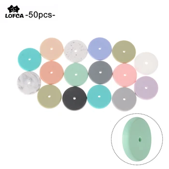 LOFCA Didmeninė 50pcs Monetos Granulių maistinė Kūdikių Teethers 25mm Disko Silikono Granulės-Už-Papuošalai-Priėmimo Žindukas Asmeninį Žaislai