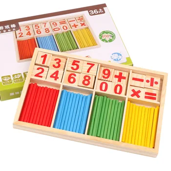 Logwood mediniai Montessori matematikos aritmetinis žaislai, multi-funkcija ikimokyklinio ugdymo įskaičiuoti statybiniai blokai žaislai vaikams