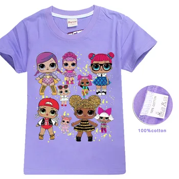LoL suprise Originalus Vaikų Rinkiniai marškinėliai ir kelnės lol lėlės Vaikams marškinėliai Vasaros Bamblys Mergina Drabužius Mergina Viršų