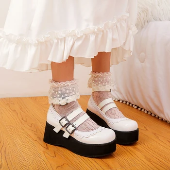 Lolita batai moterims japonijos saldus balta raudona juoda cosplay batai kawaii batai moterims lolita sportbačiai mielas batai zapatilla mujer
