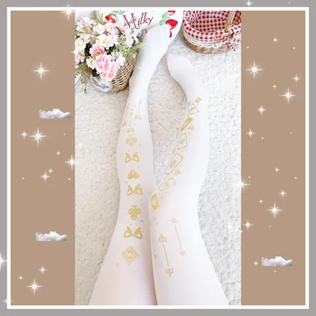 Lolita kojinės moterų rudenį ir žiemą spausdinimo aksomo pėdkelnės įdegio Lolita Japonijos kojinės Japonijos virš kelio kojinės moterims