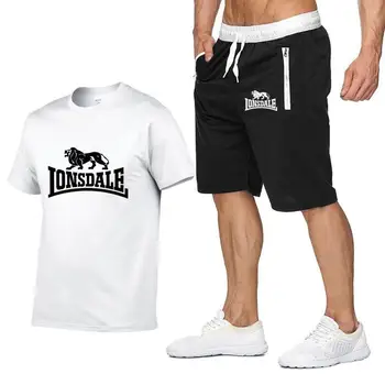 LONSDALE-Conjuntos de ropa deportiva de verano para hombre, camisetas de manga corta + Pantalones cortos, informales de moda