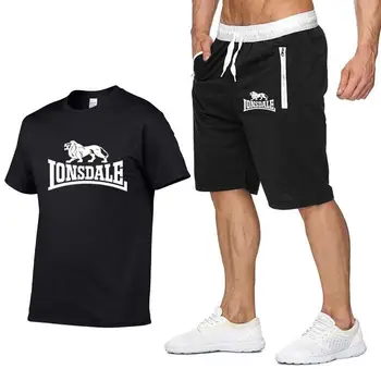 LONSDALE-Conjuntos de ropa deportiva de verano para hombre, camisetas de manga corta + Pantalones cortos, informales de moda