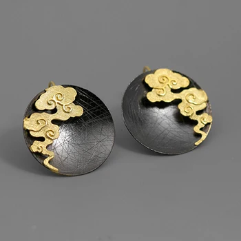 Lotus Įdomus Nekilnojamojo 925 Sterlingas Sidabro Fine Jewelry Kūrybinis Dizainas Rytų Elementas, Derliaus Debesis Turas Tabaluoti Auskarai Moterims