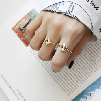 LouLeur 925 sterlingas sidabro ovalo formos deimantų blizgus aukso žiedus originalus kūrybinės dizaino prabangus atidaryti žiedai moterims fine jewelry
