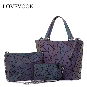 Lovevook maišelį nustatyti moterų rankinės prabangos dizaineris lankstymo crossbody pečių maišą moterų rankinėje ir ponios, geometriniai šviesos krepšys