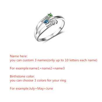 Lovty Didmeninė Užsakymą Pavadinimas Žiedas su Papuošalais Lady Moterų Birthstone Pažadas Žiedas Valentino Dienos Dovanų Rose Aukso Spalvos