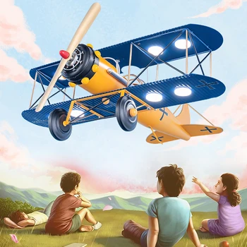 Lėktuvo Vaikų Kambarys Berniukas Miegamojo Lubų Lempa Europos, Amerikos Animacinių filmų Kūrybos Led Akių Apsauga Liustra