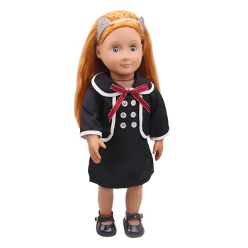 Lėlės drabužių Britų mokyklos uniforma mergaitėms juoda suknelė žaislas tinka priedai 18 colių Mergina lėlės ir 43 cm kūdikių lėlės c259