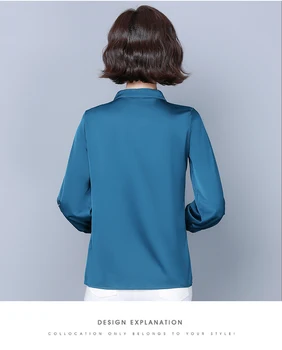 M-4XL 2020 m. Rudenį Atsitiktinis Viršūnes Plius dydis Moterų drabužiai 3/4 rankovės Ponios palaidinė Moterų siuvinėjimo Satino marškinėliai
