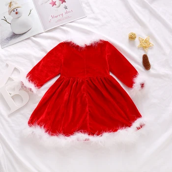 Ma&Baby 6M-4Y Kalėdų Baby Girl Dress Kalėdos Raudonos Aksomo Pliušinis Tutu Šalis Suknelės Mergaitėms Nauji Metai Kostiumai