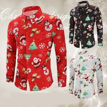 Mada Marškinėliai Vyrų Vyrų Atsitiktinis Snaigės Kalėdų Saldainiai Atspausdintas Kalėdų Marškinėliai Viršuje Palaidinė Vyrų Drabužiai Chemise Homme Viršų