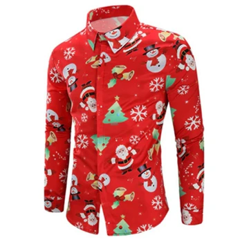 Mada Marškinėliai Vyrų Vyrų Atsitiktinis Snaigės Kalėdų Saldainiai Atspausdintas Kalėdų Marškinėliai Viršuje Palaidinė Vyrų Drabužiai Chemise Homme Viršų
