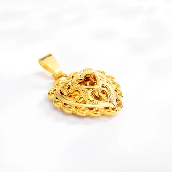 Mados 14K Aukso Pakabukas 3D Širdies Formos Aukso Karoliai Pakabukas Nr. Grandinės Tuščiaviduriai Aukso Papuošalai Moterims, Vestuvės Dovanų